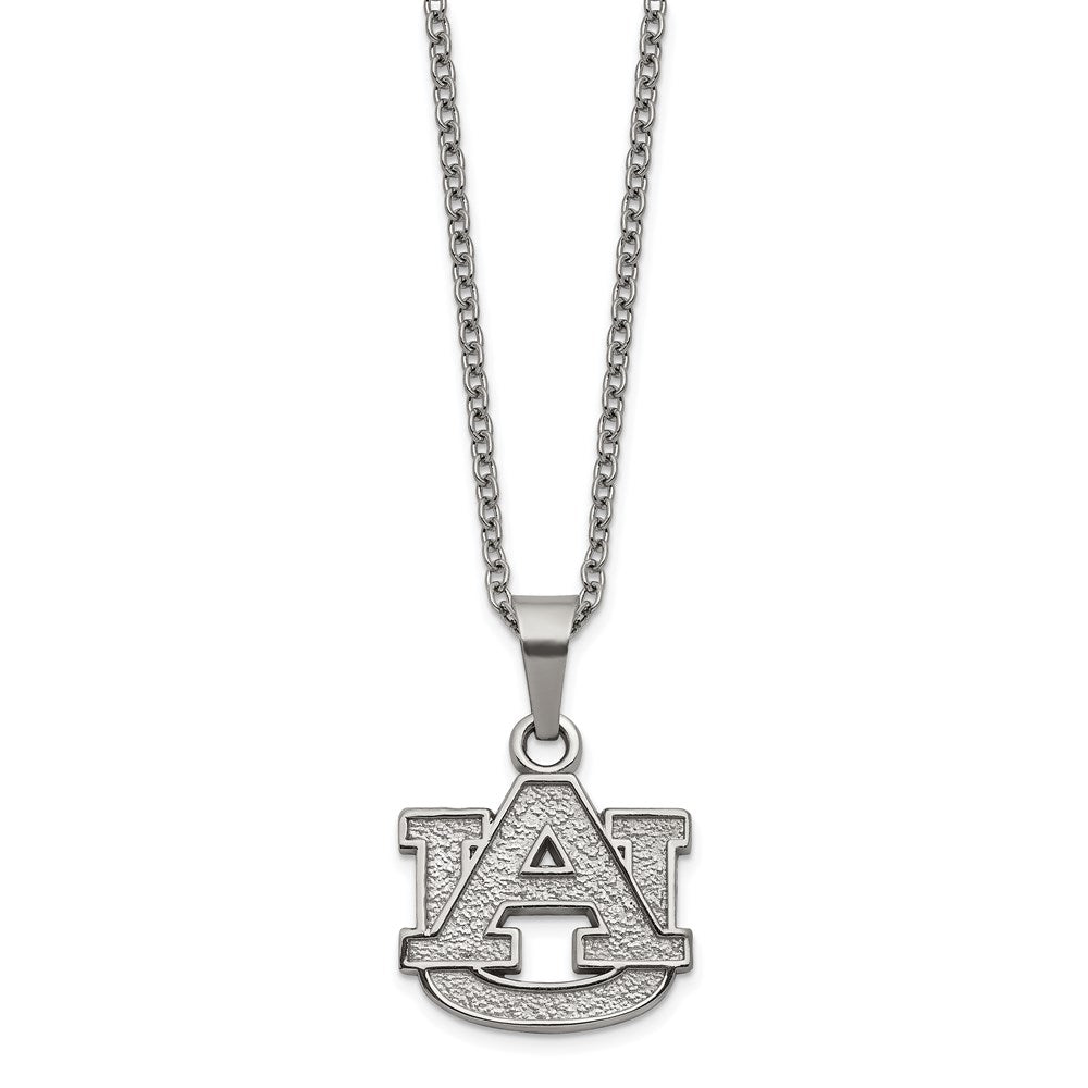 Stainless Steel LogoArt Auburn University A-U Pendant 18 inch Necklace with 2 inch Extender QST516AU
