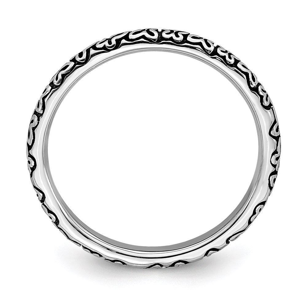 Sterling Silver Stackable Expressions Antiqued Ring Size -6