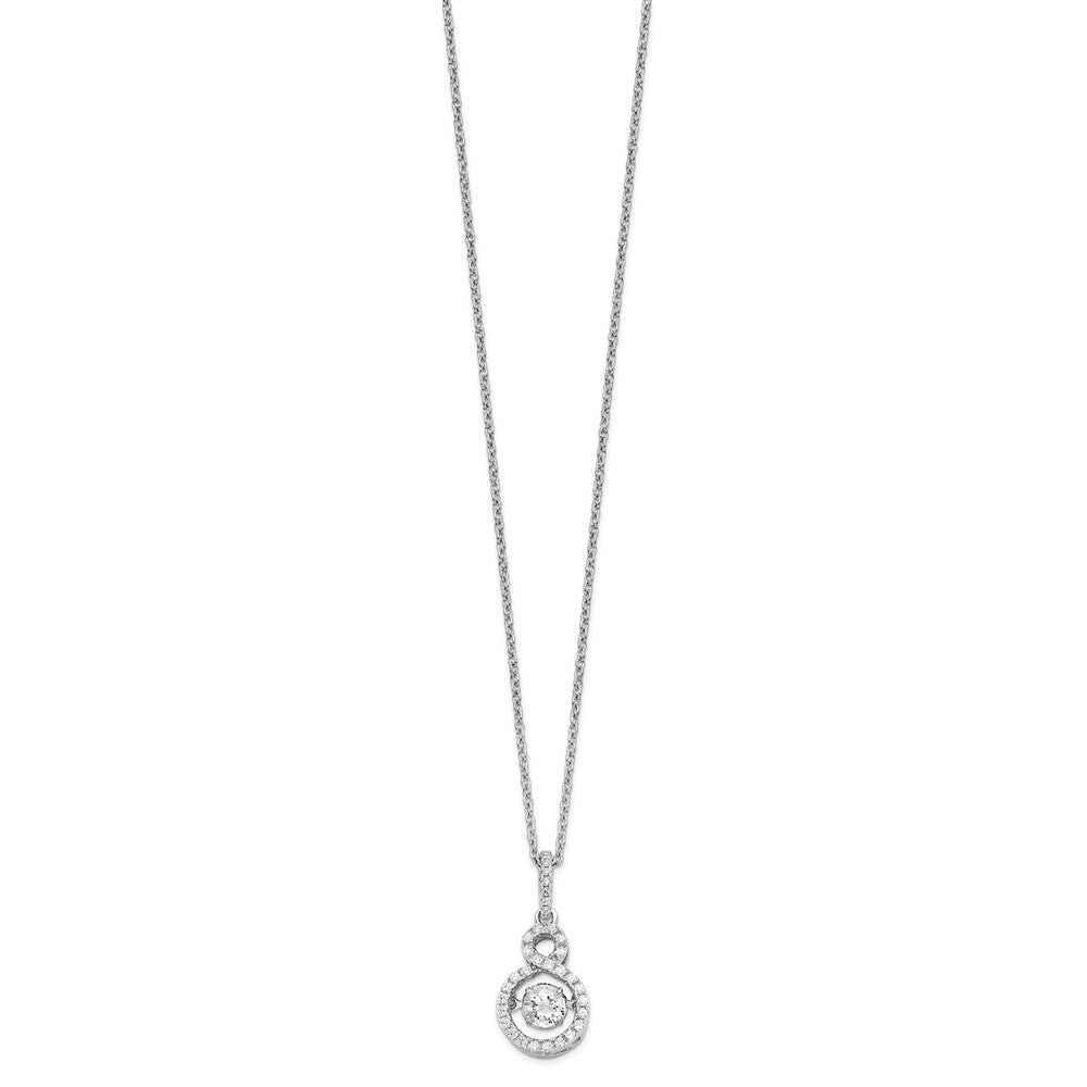 Brilliant Embers Sterling Silver Rhodium-plated 34 Stone with Moving Center Vibrant CZ and Micro Pav‚ CZ Infinity Necklace with 2 Inch Extender 18 Inches