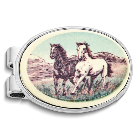 Barlow Designs Color Stallions Oval Money Clip