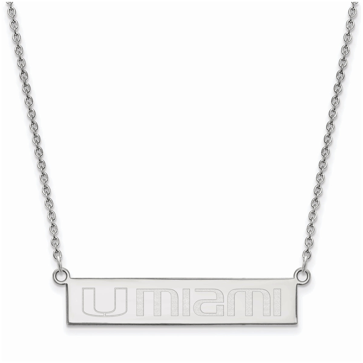 Women's Miami Hurricanes Sterling Silver Small Bar Necklace
