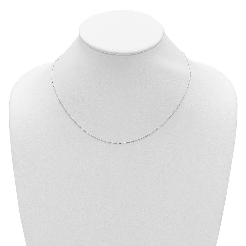 14k White Gold .85mm D/C Square Cable 1in+1in Adjustable Chain