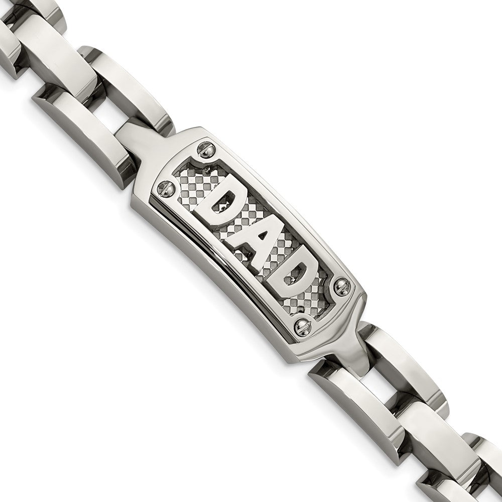Stainless Steel 8.5in Polished and Textured DAD Bracelet 8.5 inches