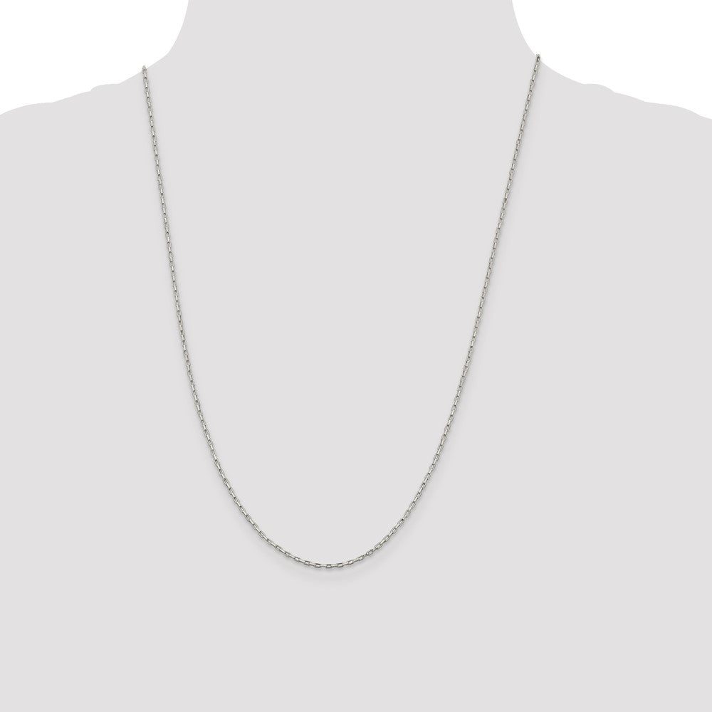 Sterling Silver 1.3mm Elongated Box Chain 24 Inches