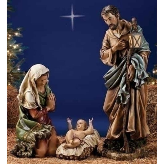 Roman 3 piece Brown and Blue Holy Family Nativity Set 38"