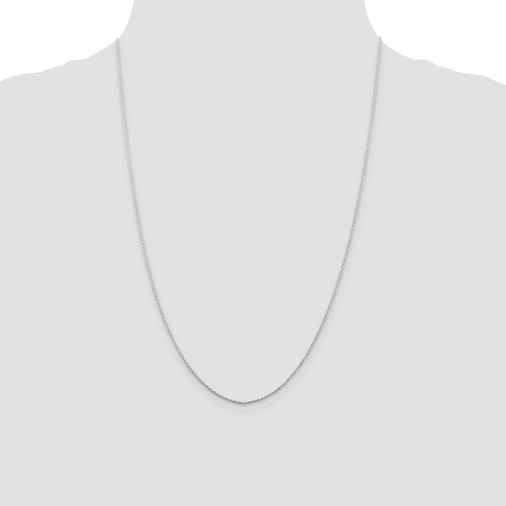 Sterling Silver Rhodium-plated 1mm Cable Chain 24 Inches