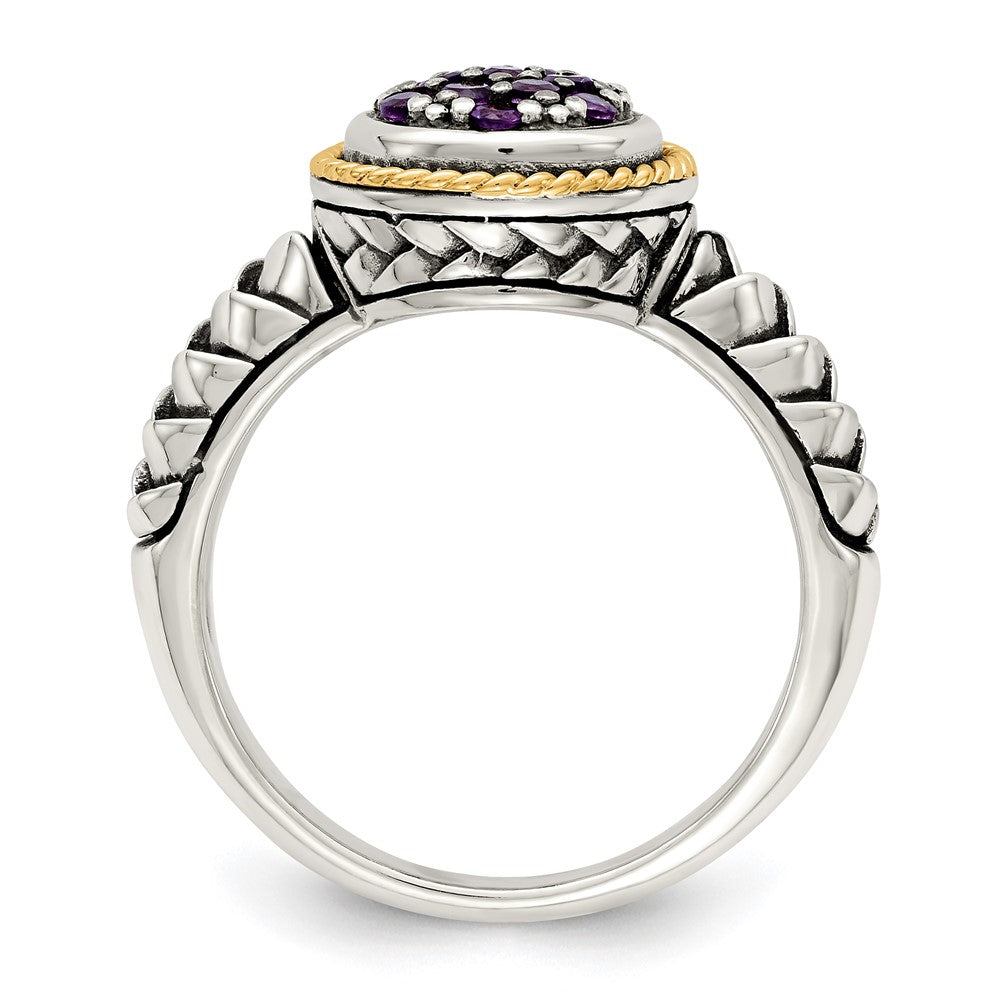 Shey Couture Sterling Silver with 14K Accent Antiqued Pav‚ Amethyst Ring