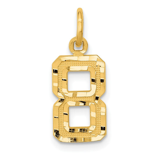 10ky Casted Small Diamond-cut Number 8 Charm
