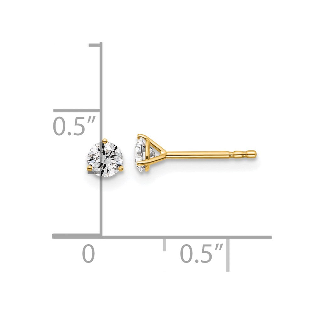 14k Yellow Gold 3/8 ctw Lab Grown Diamond VS+ F+ Round 3 Prong Heavy Wt. Stud Earrings