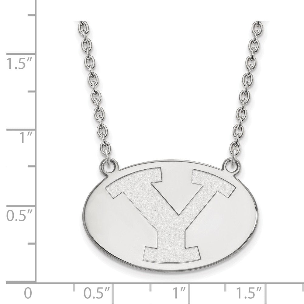 LogoArt SS010BYU-18 Sterling Silver Brigham Young University Large Pendant with Necklace