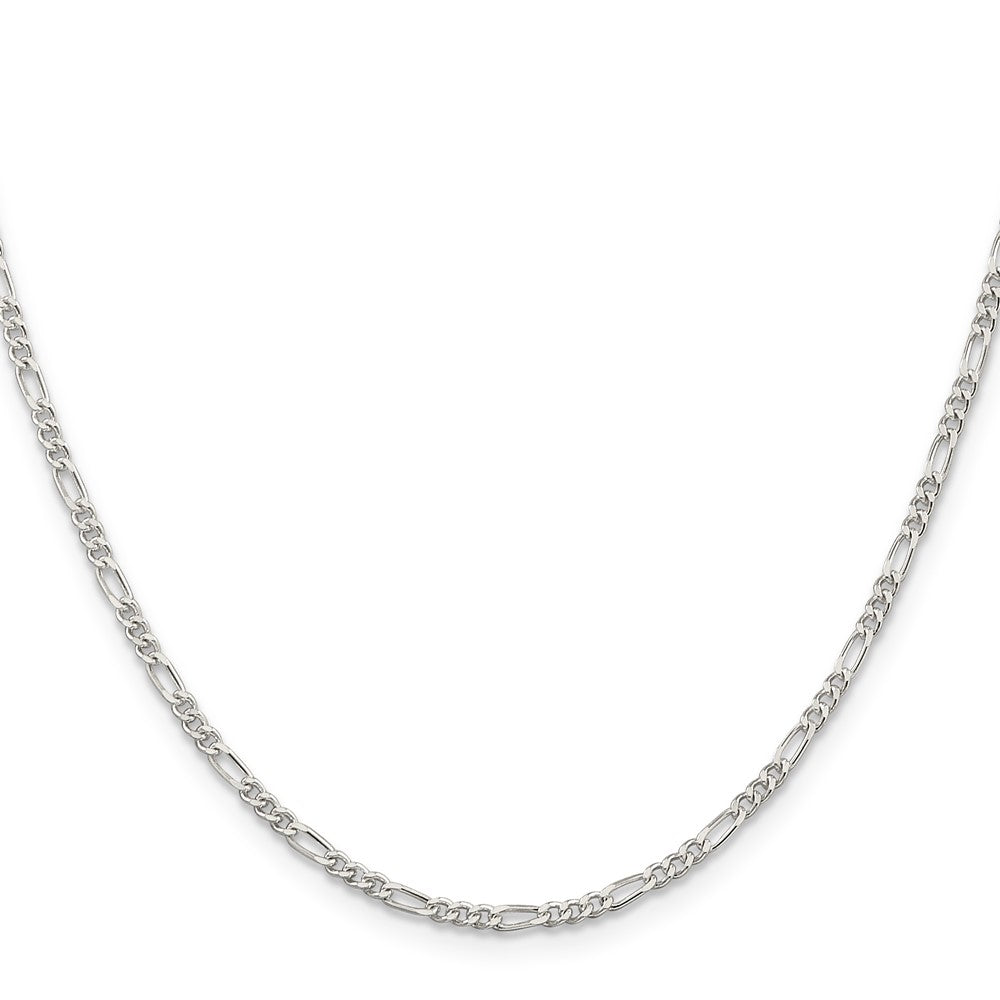 Sterling Silver Rhodium-plated 2.25mm Figaro Chain 28 Inches
