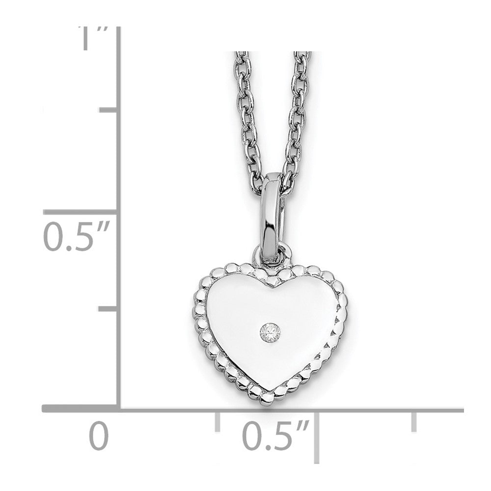 White Ice Sterling Silver Rhodium-plated 18 Inch Diamond Heart Necklace with 2 Inch Extender 18 Inches
