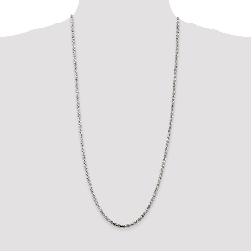 Sterling Silver 3.2mm Diamond-cut Rope Chain 30 Inches