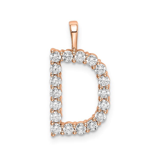 14KR Large Initial D Diamond Pendant