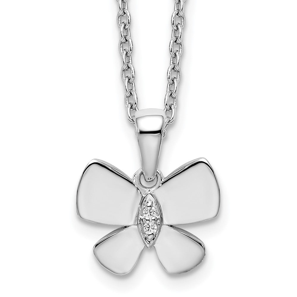 White Ice Sterling Silver Rhodium-plated 18 Inch Diamond Butterfly Necklace with 2 Inch Extender 18 Inches