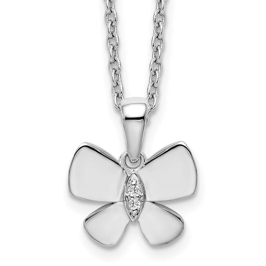 White Ice Sterling Silver Rhodium-plated 18 Inch Diamond Butterfly Necklace with 2 Inch Extender 18 Inches