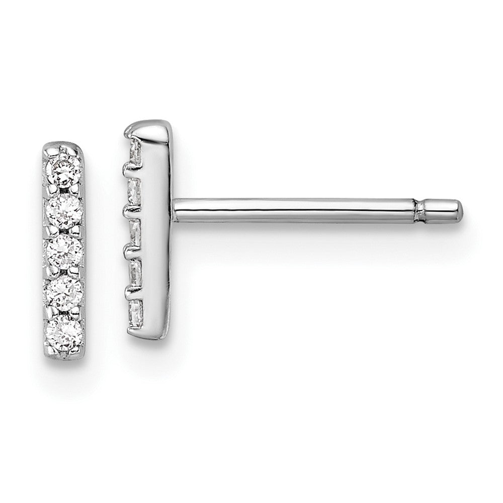 Cheryl M Sterling Silver Rhodium-plated Polished Letter I CZ Initial Post Earrings