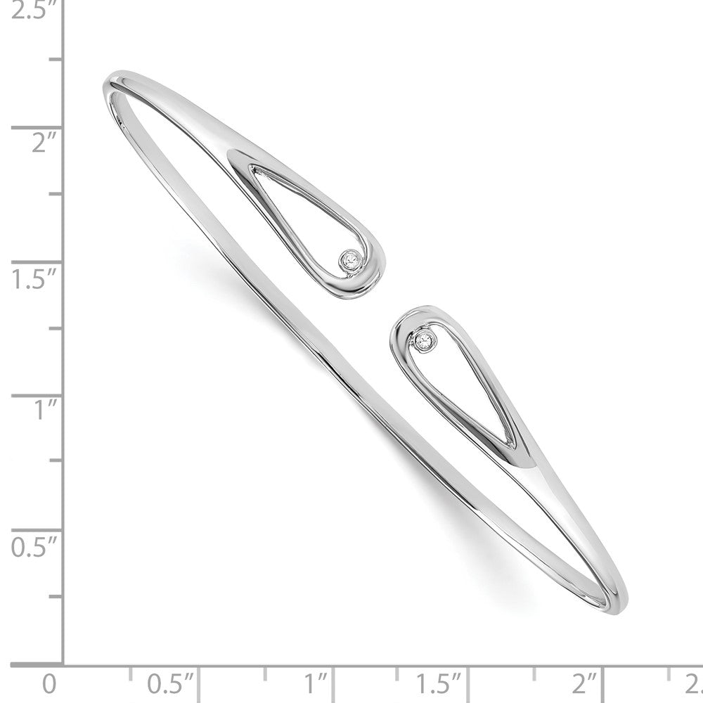 White Ice Sterling Silver Rhodium-plated Diamond Bangle 7 inches