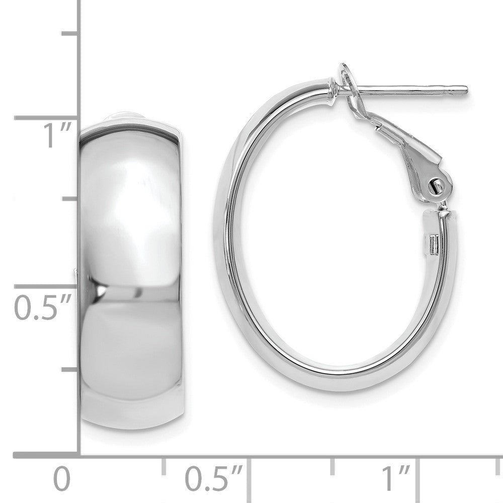 14K with White Rhodium Plating Polished Hoop Earrings