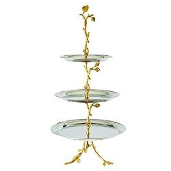 Elegance Heim Concept Gilt Leaf 3-tier Tray