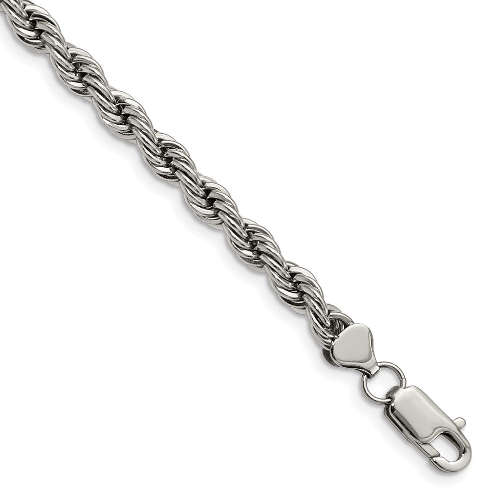 Stainless Steel Polished 6mm 8.5in Rope Bracelet 8.5 inches