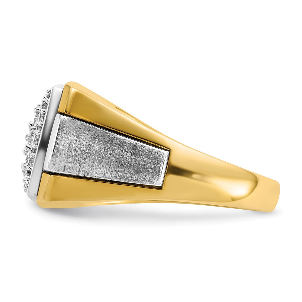 IBGoodman 14k Two Tone 1/2 carat Lab Grown Diamond VS/SI+ G+ Complete Polished and Satin Cluster Ring