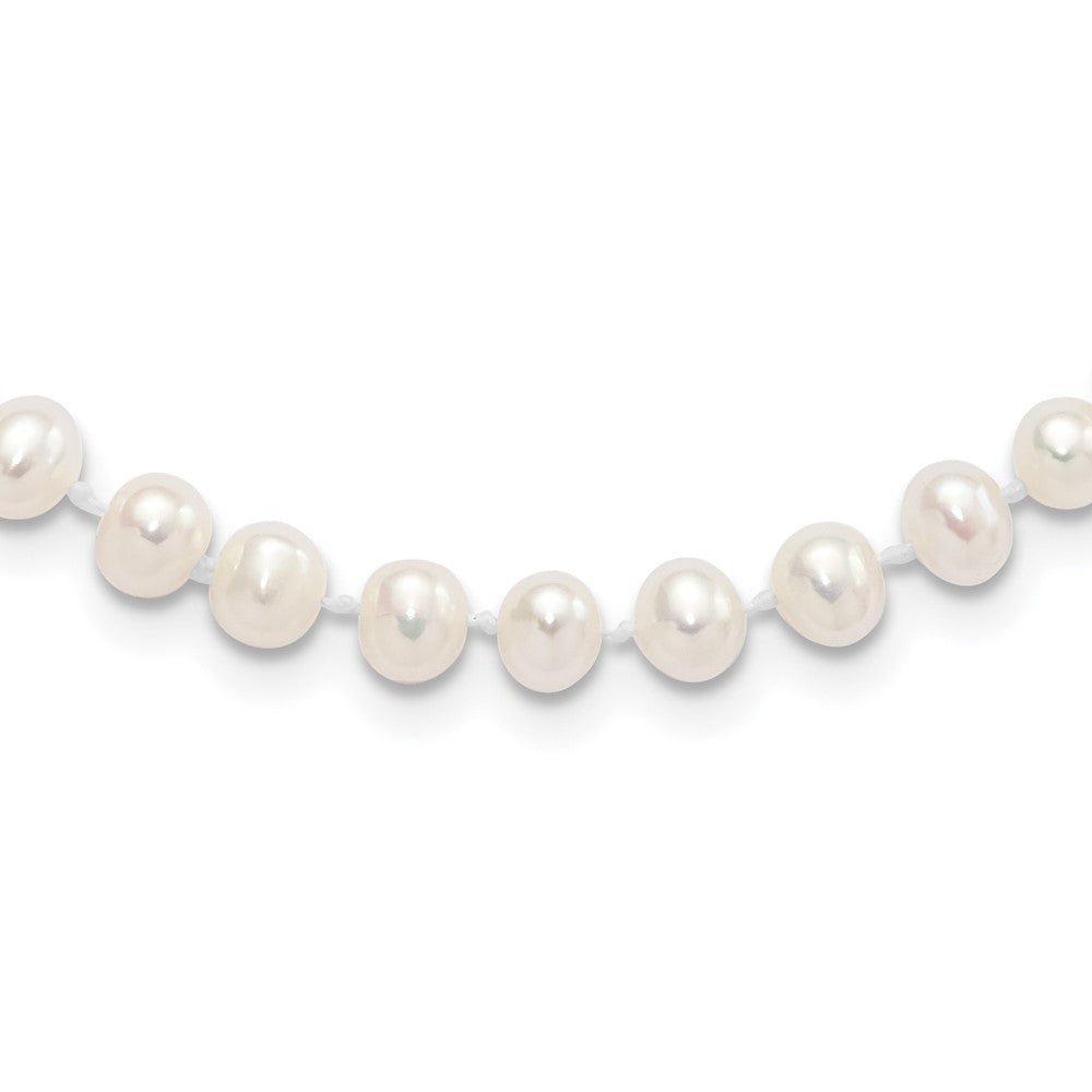 Sterling Silver Madi K Rhodium-plated 5-6mm White Semi-Round Freshwater Cultured Pearl 14 inch with 2 inch Extension Children's Necklace 14 Inches