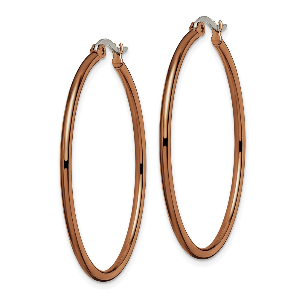 Stainless Steel Polished Brown IP-plated 40mm Diameter Hoop Earrings