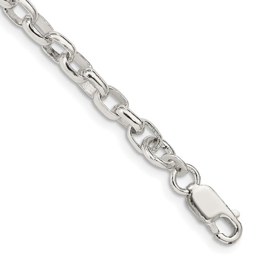 Sterling Silver 4.4mm Oval Fancy Rolo Chain 8 inches