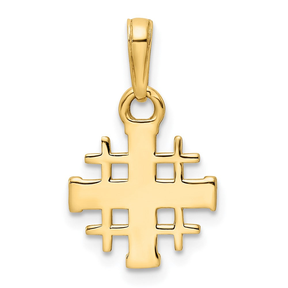 14K w/Rhodium D/C Jerusalem Cross Pendant