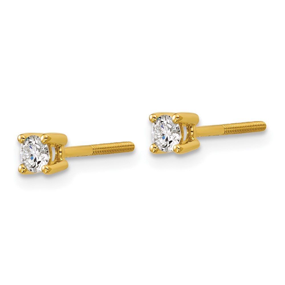 14k Yellow Gold 1/4 ctw Lab Grown Diamond VS/SI+ G+ Round 4 Prong Heavy Wt. Screwback Stud Earrings