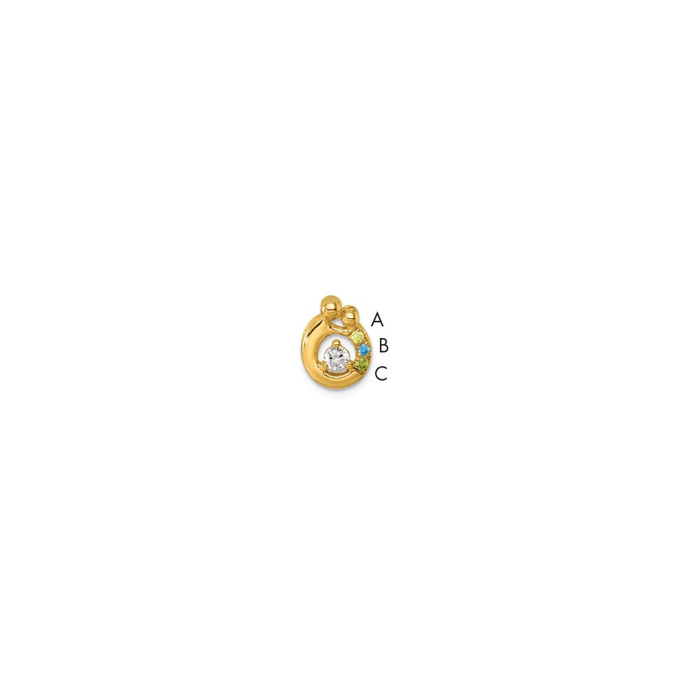 14k 3 Birthstone and Dia Mother/Child Chain Slide Semi-mount