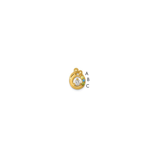 14k 3 Birthstone and Dia Mother/Child Chain Slide Semi-mount