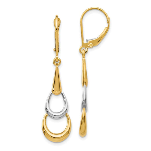 14K Two-tone Polished Leverback Earrings