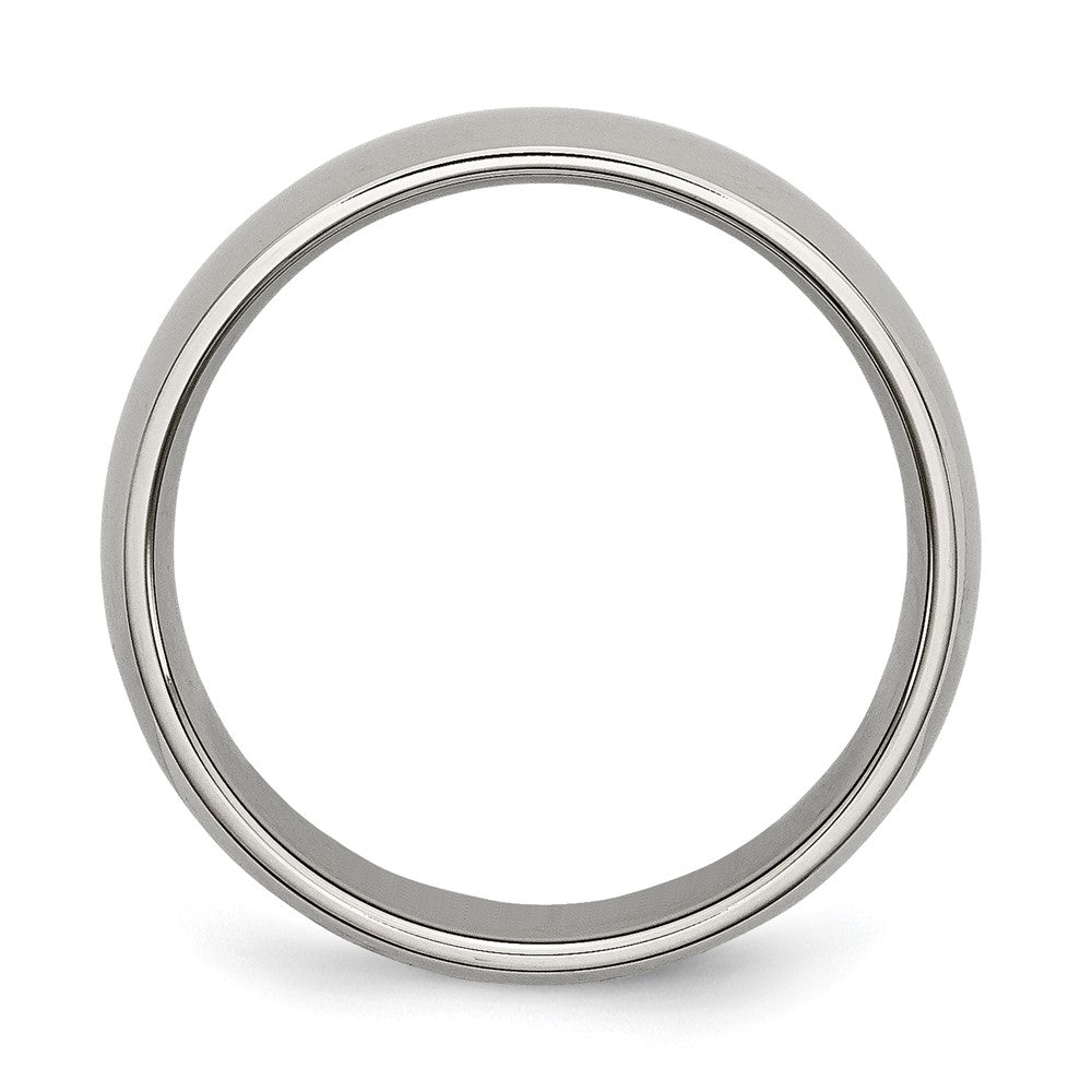 Titanium Polished 6mm Half Round Band Size - 7.5