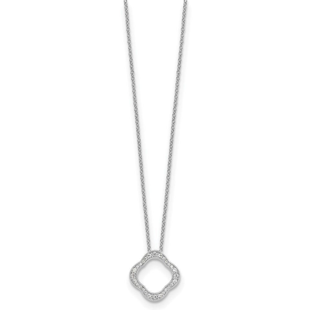 True Origin 14k White Gold 1/6 carat Lab Grown Diamond VS DEF 18 inch Quatrefoil Floral Necklace