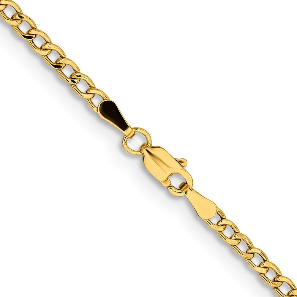 14K 16 inch 2.85mm Semi-Solid Curb with Lobster Clasp Chain