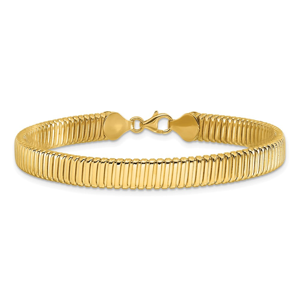 14K Polished Ridged Bracelet 7.5  inches