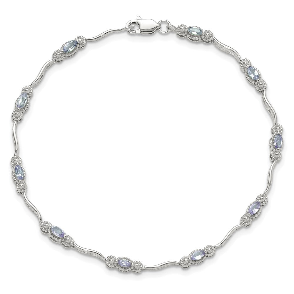 Stering Silver Rhodium-plated Polished Tanzanite 7.5 inch Bracelet 7.5 inches