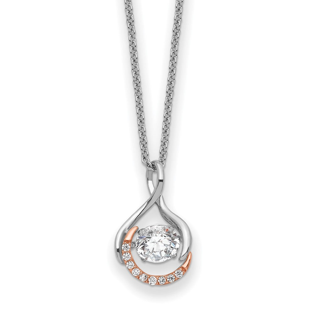 Sentimental Expressions Sterling Silver Rose-tone SS and Rose-Tone Vibrant CZ Warm Embrace 18in Necklace 18 Inches