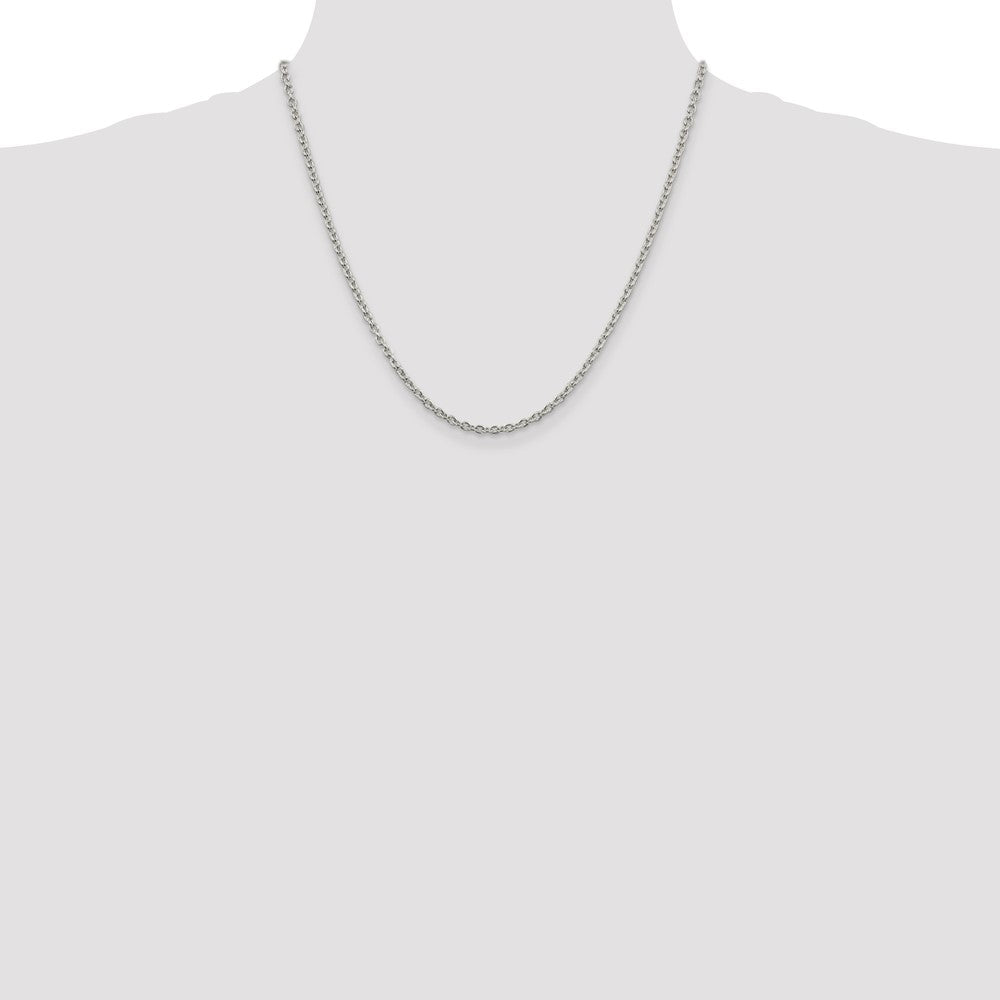 Sterling Silver Rhodium-plated 2.75mm Cable Chain 20 Inches