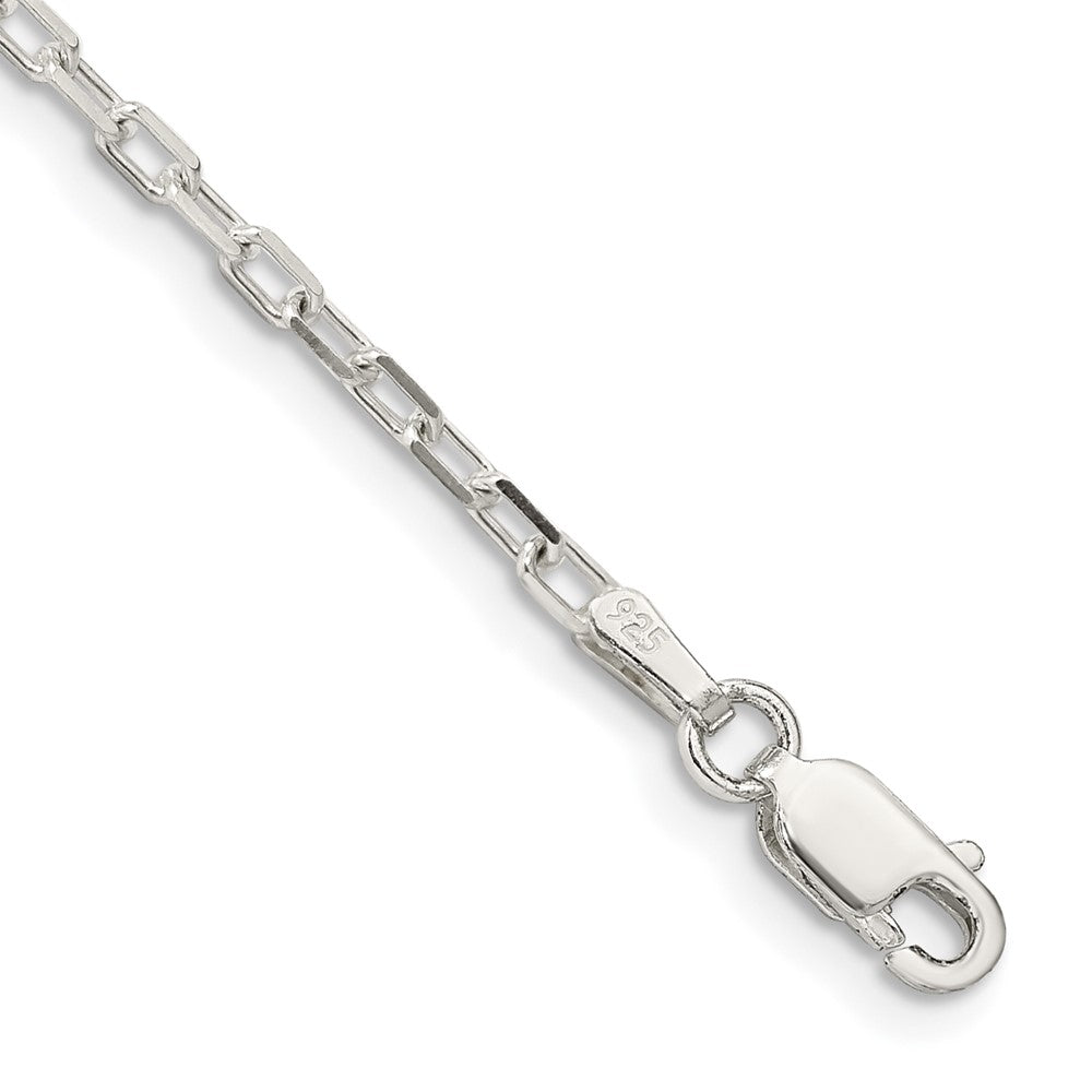 Sterling Silver 2.2mm Diamond-cut Long Link Cable Chain 7 inches