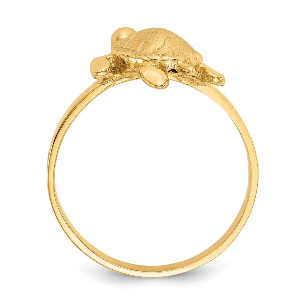 14K Gold Polished / Textured Sea Turtle Ring Size 7