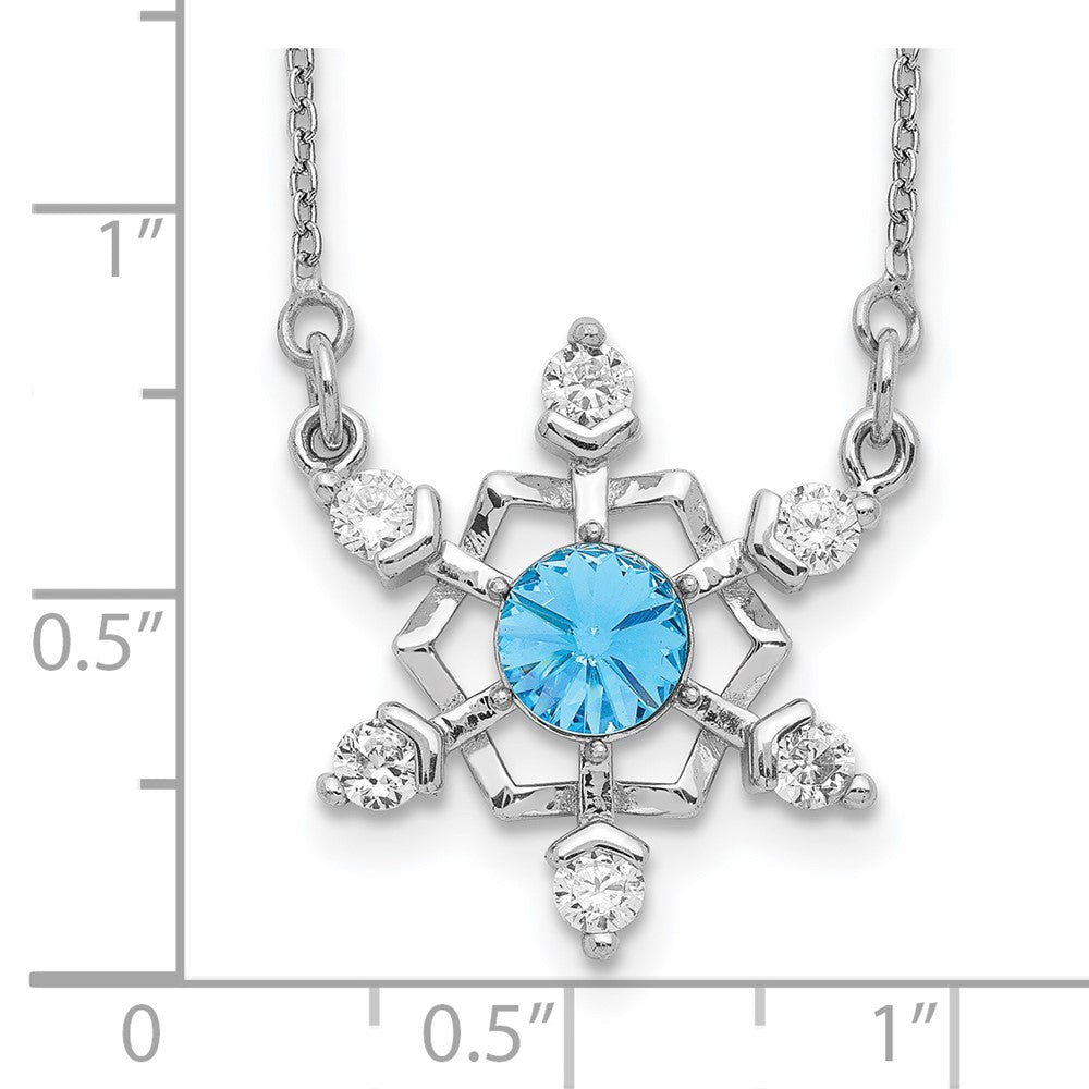 Sterling Silver RH-plated Crystal Snowflake w/2in ext Necklace 15.5 Inches