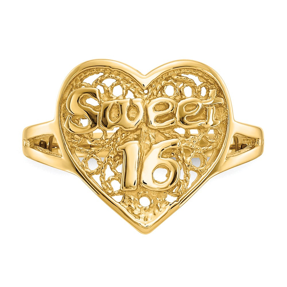14k Sweet 16 Heart Ring Size 6