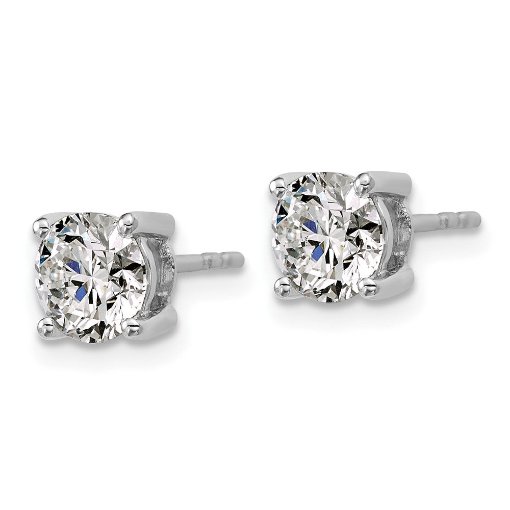 14k White Gold 2 ctw Certified Lab Grown Diamond VS/SI+ G+ Round 4 Prong Heavy Wt. Stud Earrings