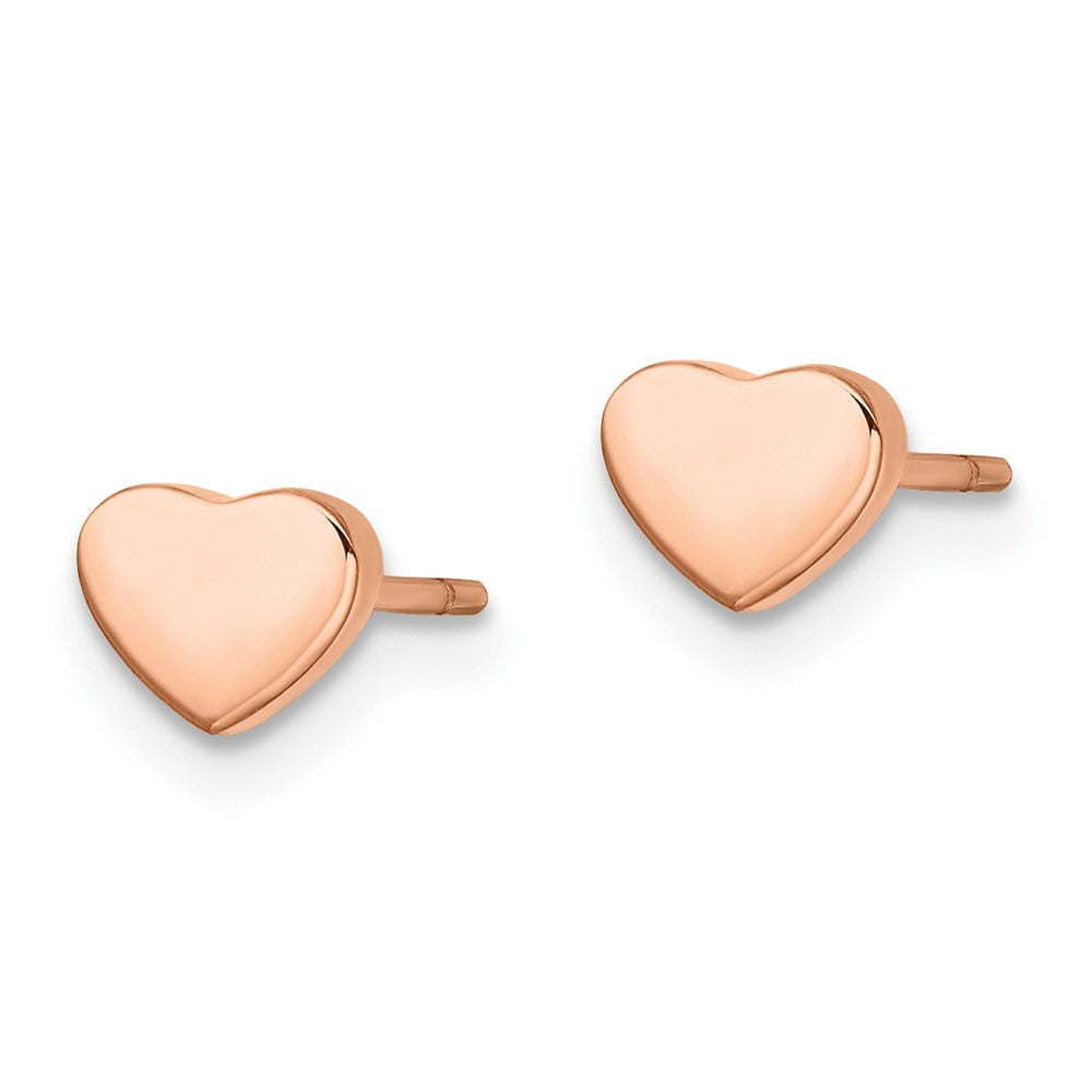 Stainless Steel Polished Rose IP-plated Heart Post Earrings