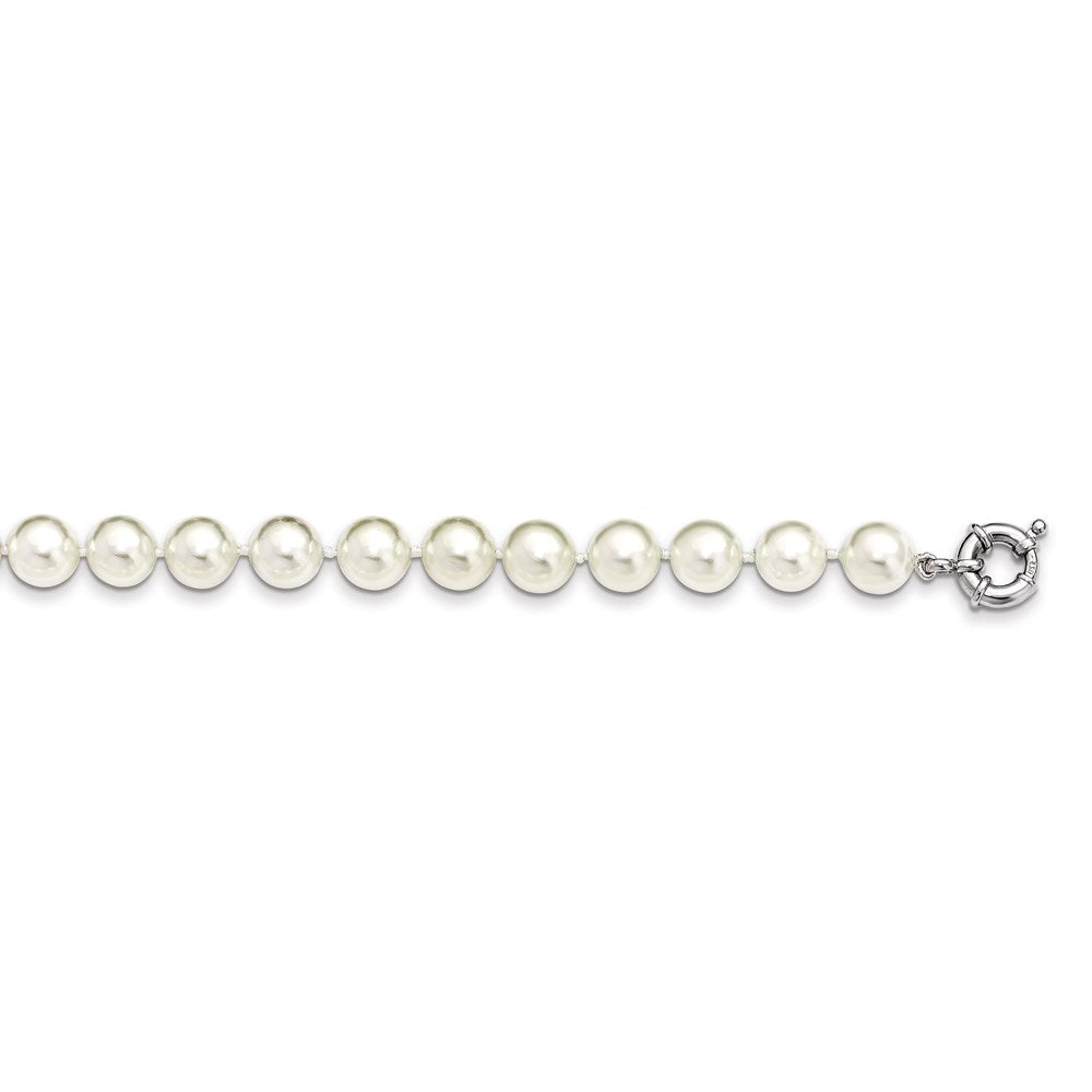 Majestik Sterling Silver Rhodium-plated 10-11mm White Imitation Shell Pearl Hand-knotted Necklace 18 Inches