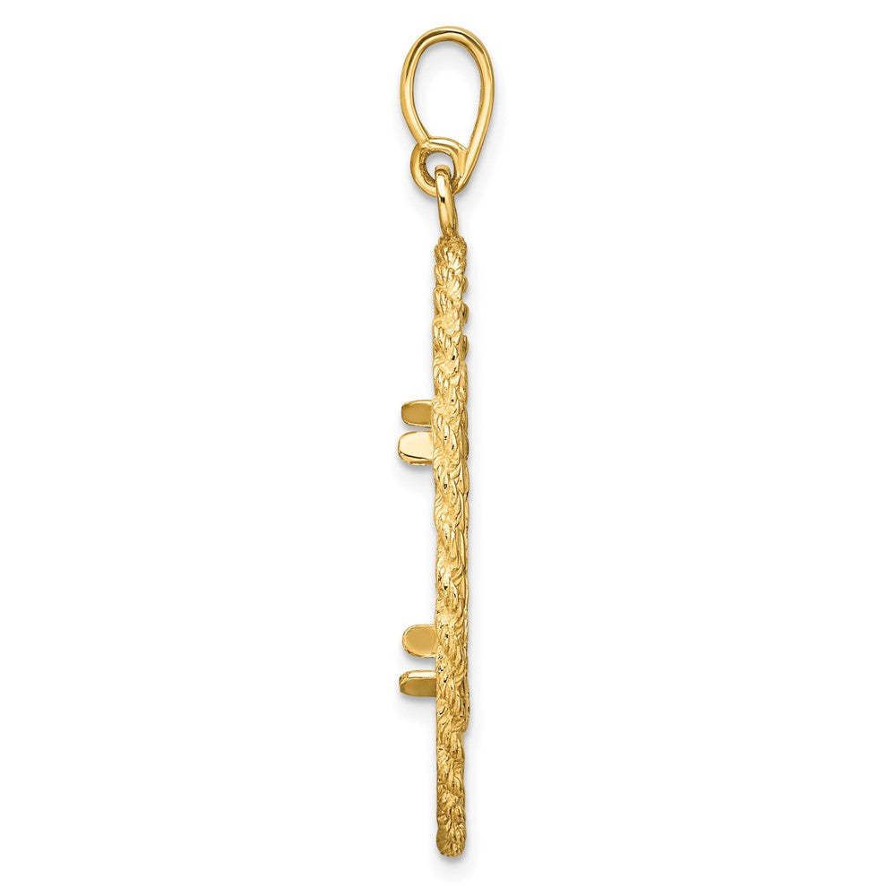 Wideband Distinguished Coin Jewelry 14k Polished and Diamond-cut Greek Key with Rope Border 16.5mm Prong Coin Bezel Pendant