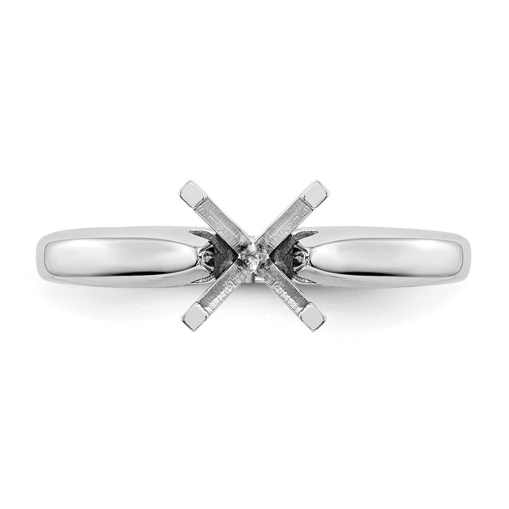 14k White Gold 1/4 carat Medium-Weight High Shoulder Airline Half-Round 4-Prong Round Solitaire Ring Mounting